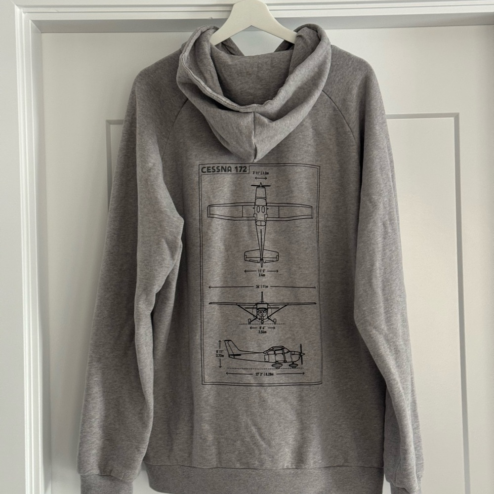 Aviation Gin Gray Hoodie with Cessna Graphic Size XL